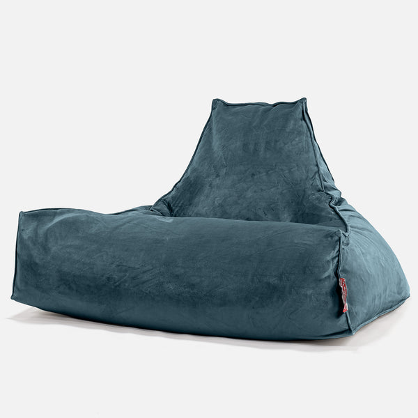 Pouf Fauteuil Relax - Velours Mer égée 01