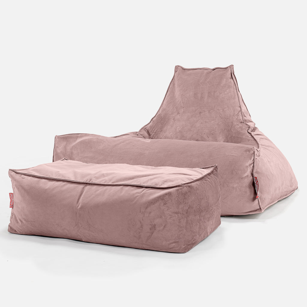 Pouf Fauteuil Relax - Velours Rose 02