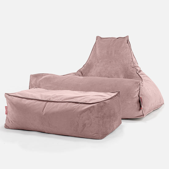Pouf Fauteuil Relax - Velours Rose 02