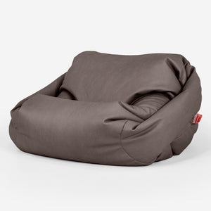 Pouf Fauteuil Sabine - Cuir Végan Chocolat