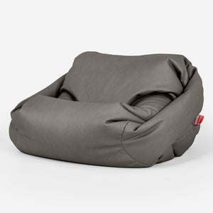 Pouf Fauteuil Sabine - Cuir Végan Gris