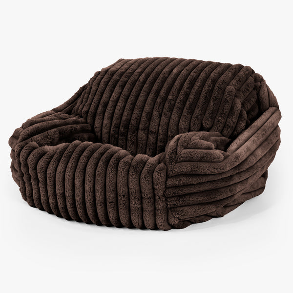 Pouf Fauteuil Sabine - Velours Côtelé Ultra Pelucheux Marron Meuse 02