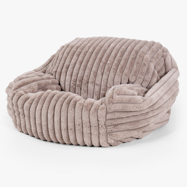 Pouf Fauteuil Sabine - Velours Côtelé Ultra Pelucheux Vison 02