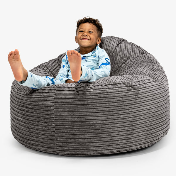 Pouf Géant Câlinou pour Enfants 3-8 ans - Côtelé Anthracite 01