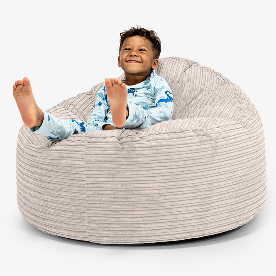 Pouf Géant Câlinou pour Enfants 3-8 ans - Côtelé Ivoire 01