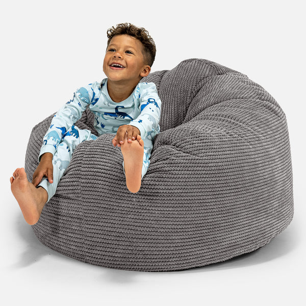 Pouf Géant Câlinou pour Enfants 3-8 ans - Pompon Anthracite 01