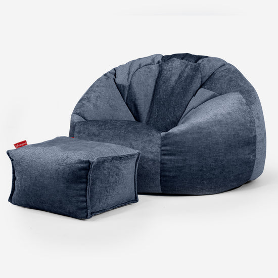 Pouf Poire Classique - Chenille Bleu Marine 02