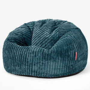 CloudSac 200 Pouf Géant Enfant à Mémoire de Forme 2-12 ans - Côtelé Bleu Canard
