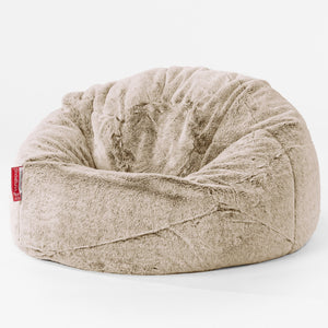 Pouf Poire Classique Enfant 1-5 ans - Fausse Fourrure Lapin Brun Doré