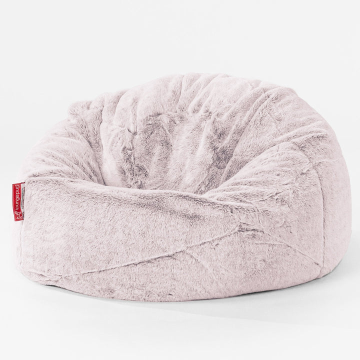 Pouf Poire Classique Enfant - Fausse Fourrure Lapin Rose Pastel 01