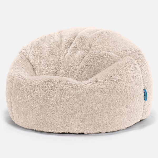 Pouf Poire Classique Enfant - Fausse Fourrure Nounours Crème 01