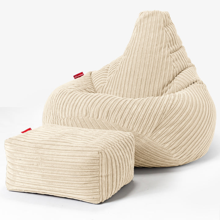 Pouf Poire Gamer - Côtelé Crème 01