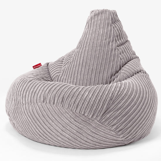 Pouf Poire Gamer - Côtelé Gris Argent 02
