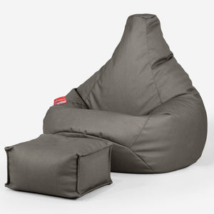 Pouf Poire Gamer - Cuir Végan Gris