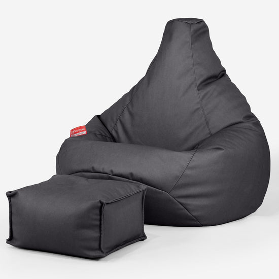 Pouf Poire Gamer - Cuir Végan Noir 01