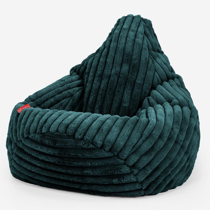 Pouf Poire Gamer - Velours Côtelé Ultra Pelucheux Bleu Canard 02