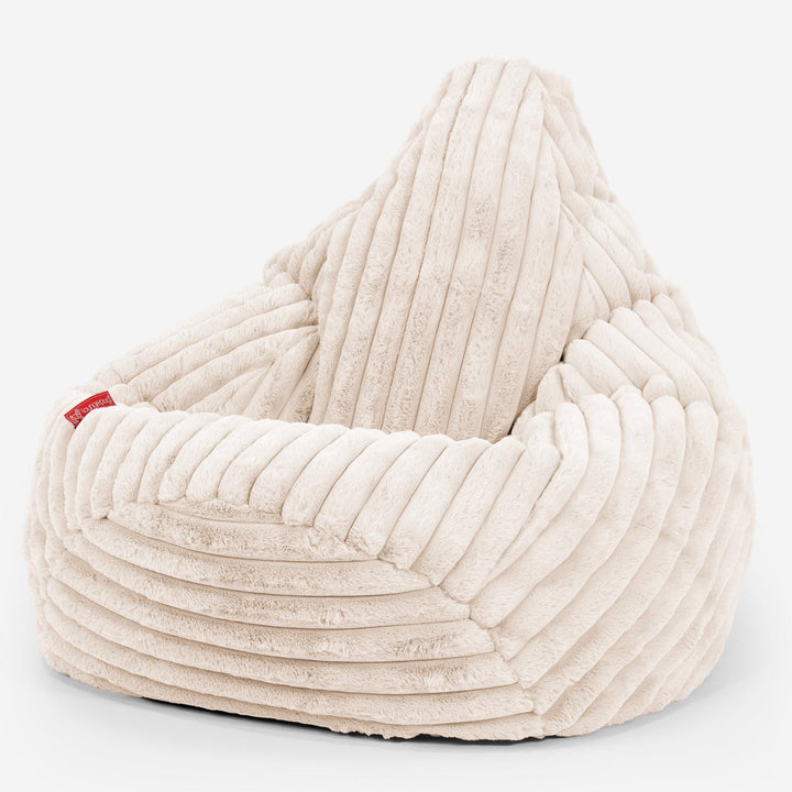 Pouf Poire Gamer - Velours Côtelé Ultra Pelucheux Crème 02