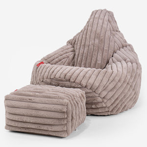 Pouf Poire Gamer - Velours Côtelé Ultra Pelucheux Vison