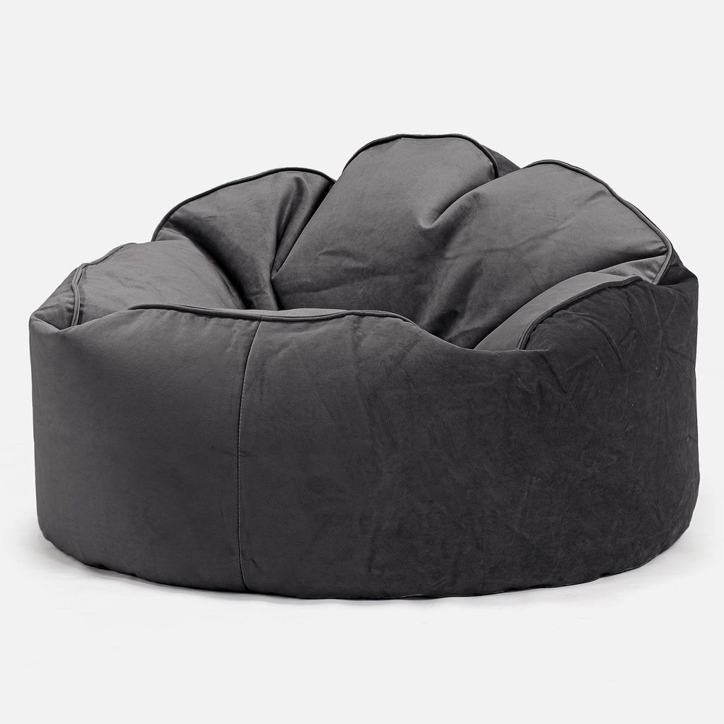 Pouf Poire, Petite Mammouth - Velours Anthracite 01