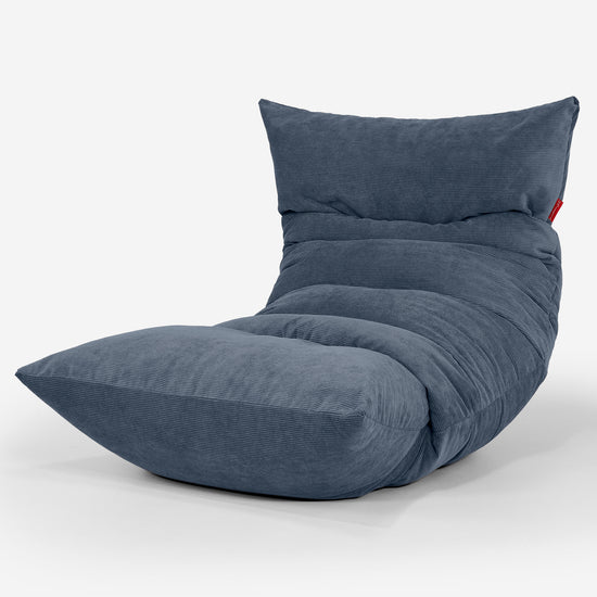 Pouf Relax Eva - Velours Côtelé Fin Bleu Marine 01
