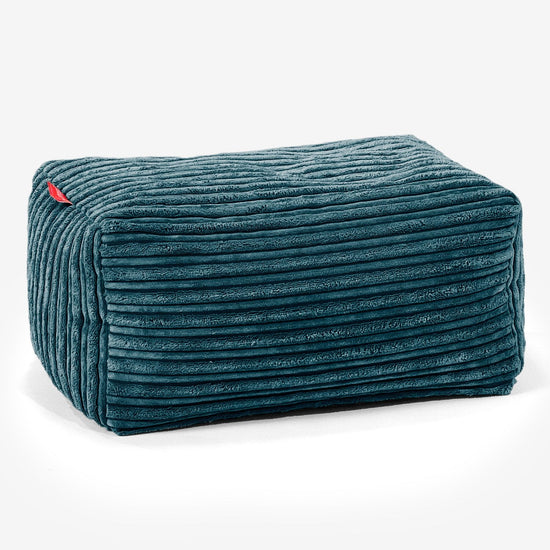 Pouf Repose Pied - Côtelé Bleu Canard 01