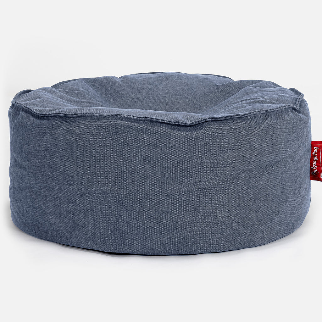 LOUNGE PUG - Stonewashed - Pouf Design Rond - Bleu Marine