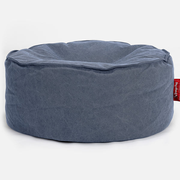 LOUNGE PUG - Stonewashed - Pouf Design Rond - Bleu Marine