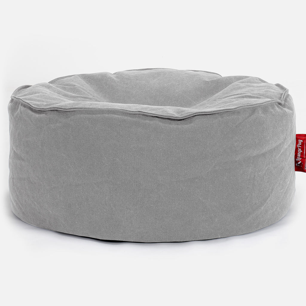 LOUNGE PUG - Stonewashed - Pouf Design Rond - Gris