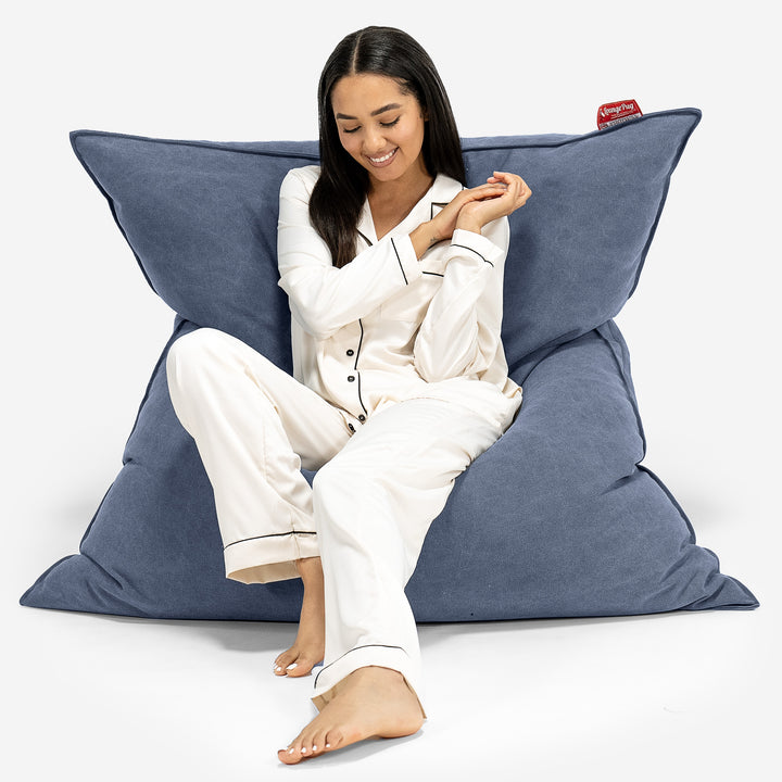 Pouf Fauteuil Design - Côtelé Gris Acier 3006