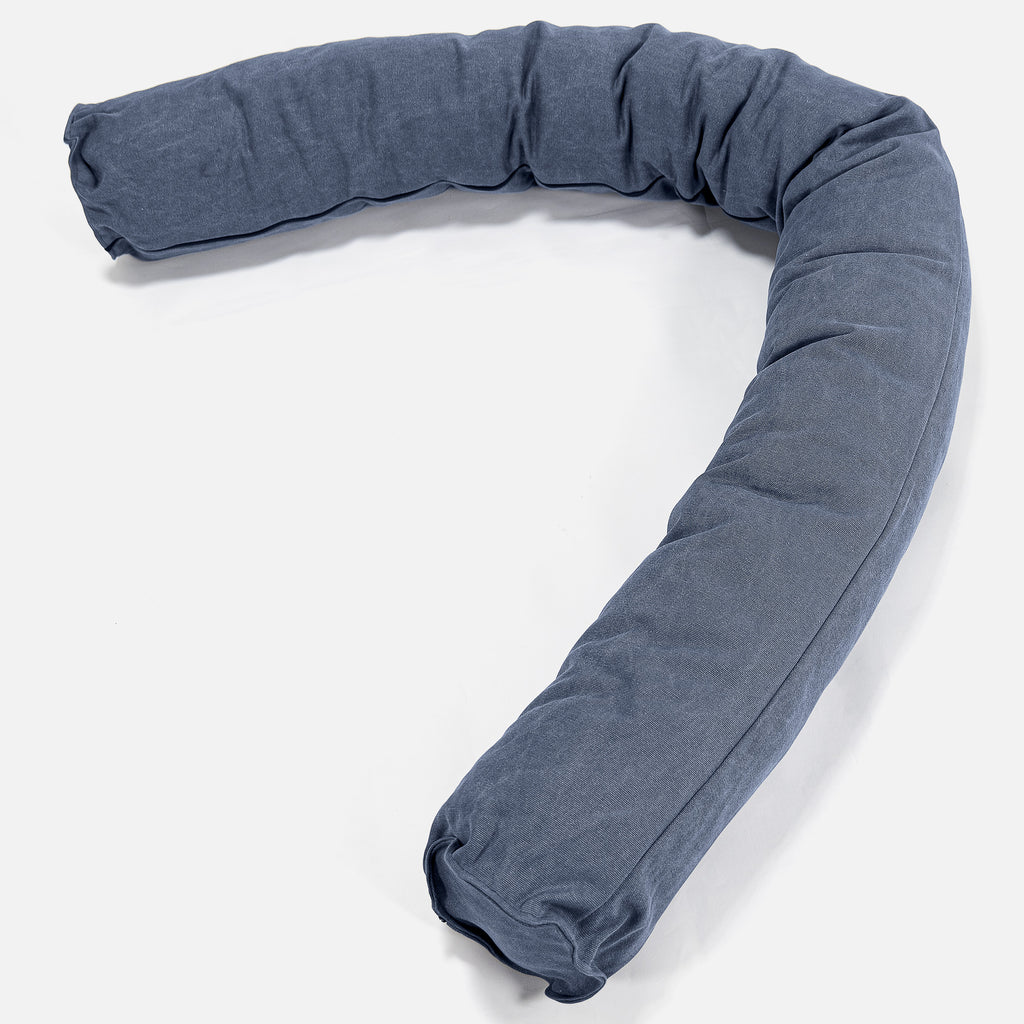 LOUNGE PUG - Stonewashed  - Traversin C150-L, Memoire De Forme - Bleu Marine