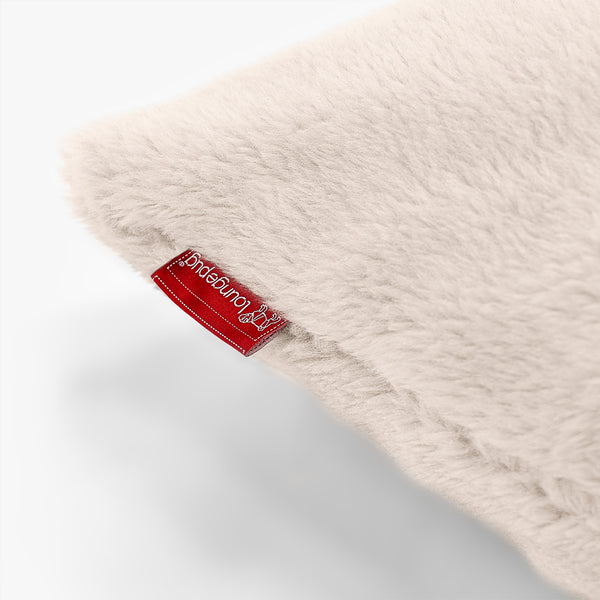 Housse de Traversin 20 x 55cm - Fausse Fourrure Nounours Crème Fabric Close-up Image
