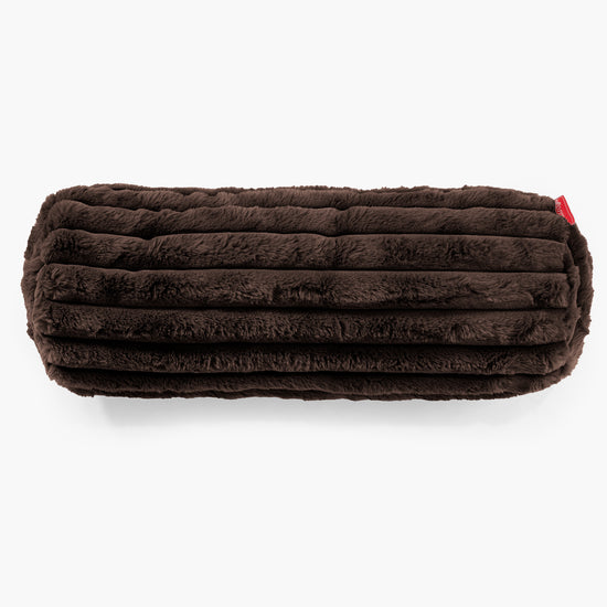 Housse de Traversin 20 x 55cm - Velours Côtelé Ultra Pelucheux Marron Meuse 02