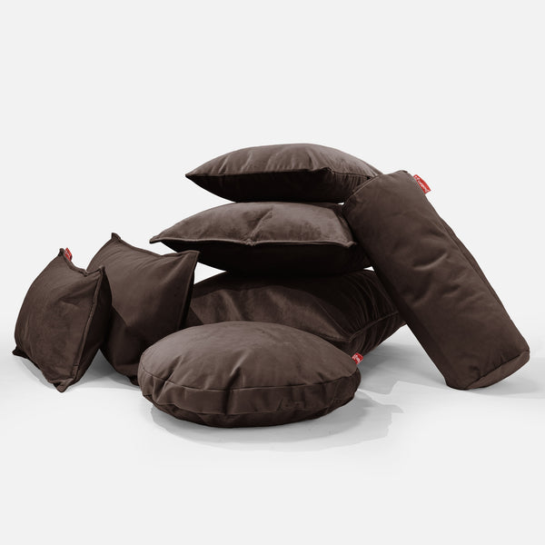 Housse de Traversin 20 x 55cm - Velours Espresso Fabric Close-up Image