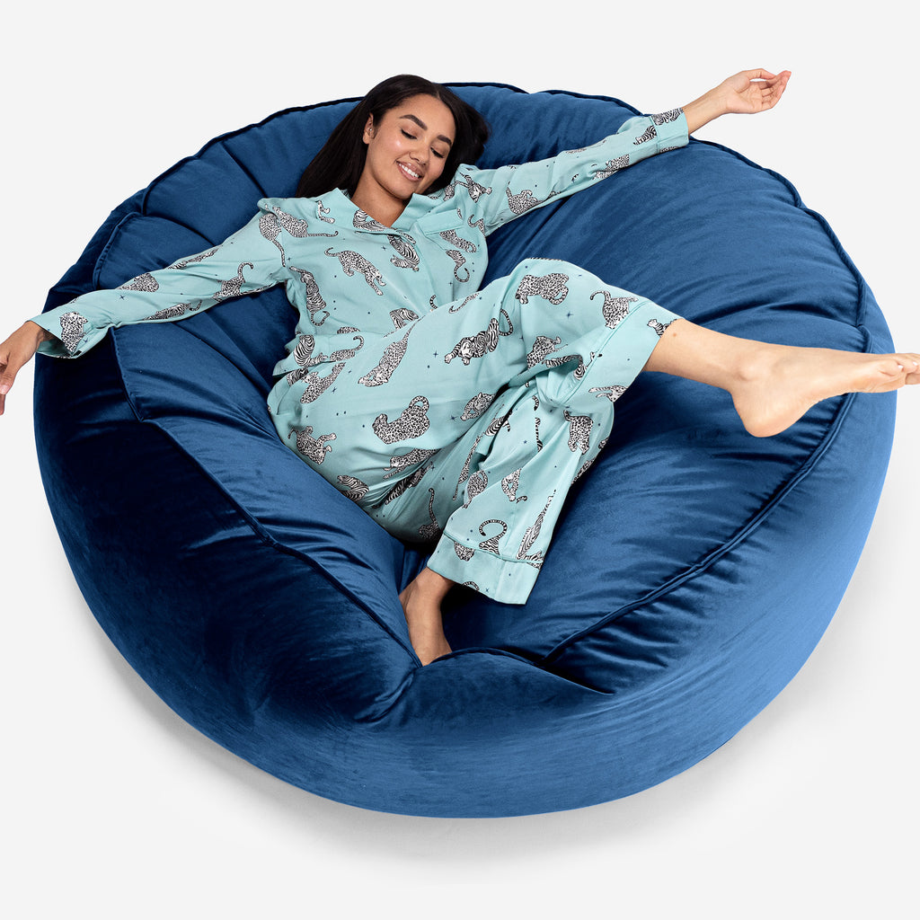 Canapé Pouf Géant Grande Mammouth - Velours Bleu Marine 01