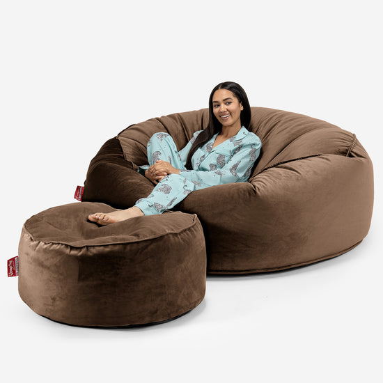 Canapé Pouf Géant Grande Mammouth - Velours Espresso 02