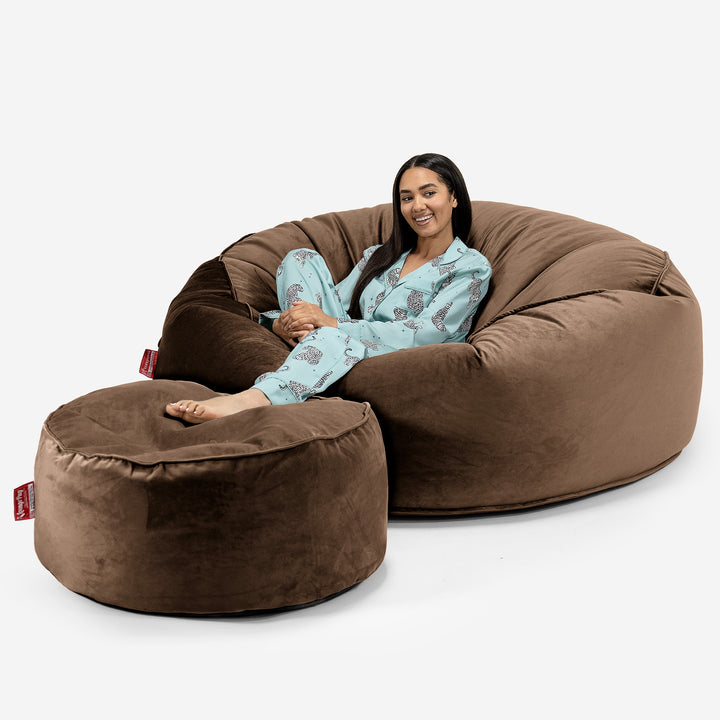 Canapé Pouf Géant Grande Mammouth - Velours Espresso 02