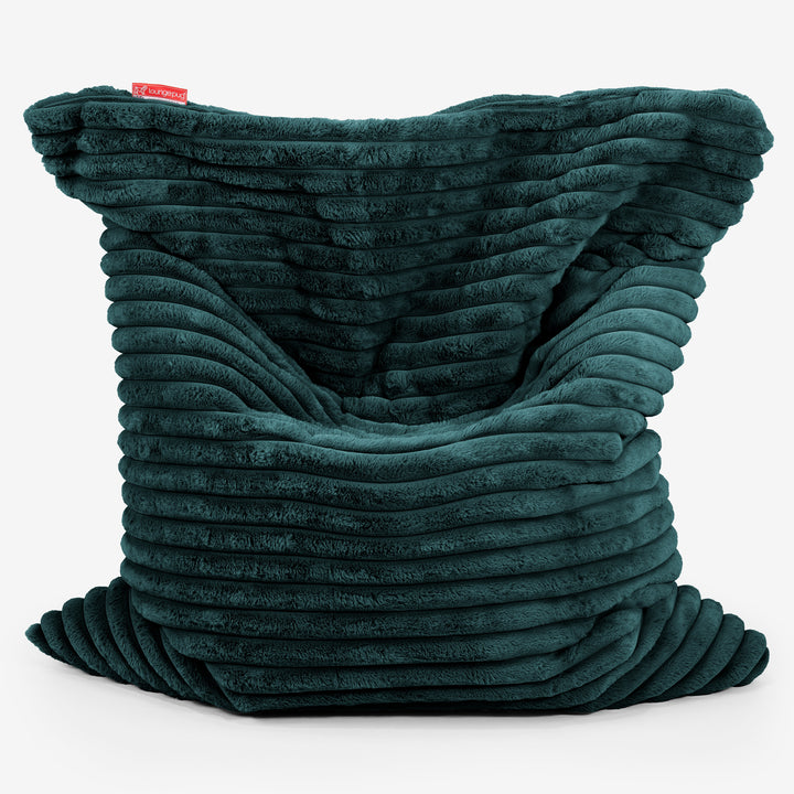 Pouf Géant XXL - Velours Côtelé Ultra Pelucheux Bleu Canard 01