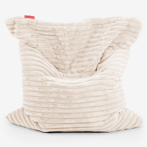 Pouf Géant XXL - Velours Côtelé Ultra Pelucheux Crème