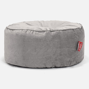 Pouf Design Rond - Velours Argent
