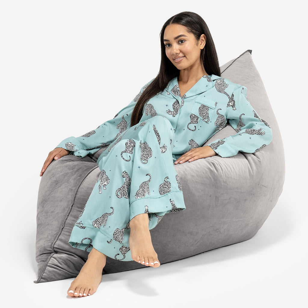 Pouf Fauteuil Design - Côtelé Gris Acier 3100