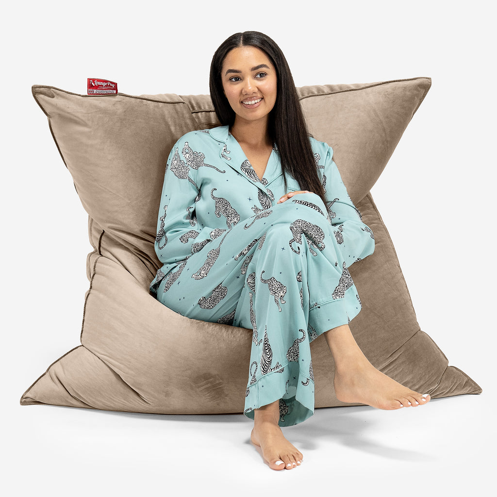Pouf Fauteuil Design - Côtelé Gris Acier 3090
