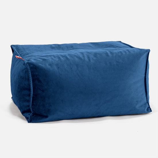 Pouf Repose Pied - Velours Bleu Marine 01