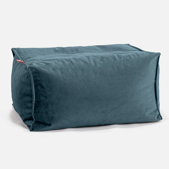 Pouf Repose Pied - Velours Mer Égée 01