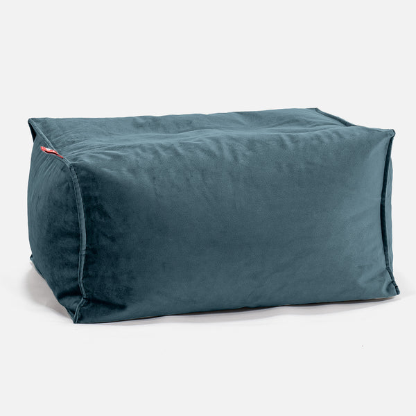Pouf Repose Pied - Velours Mer Égée 01