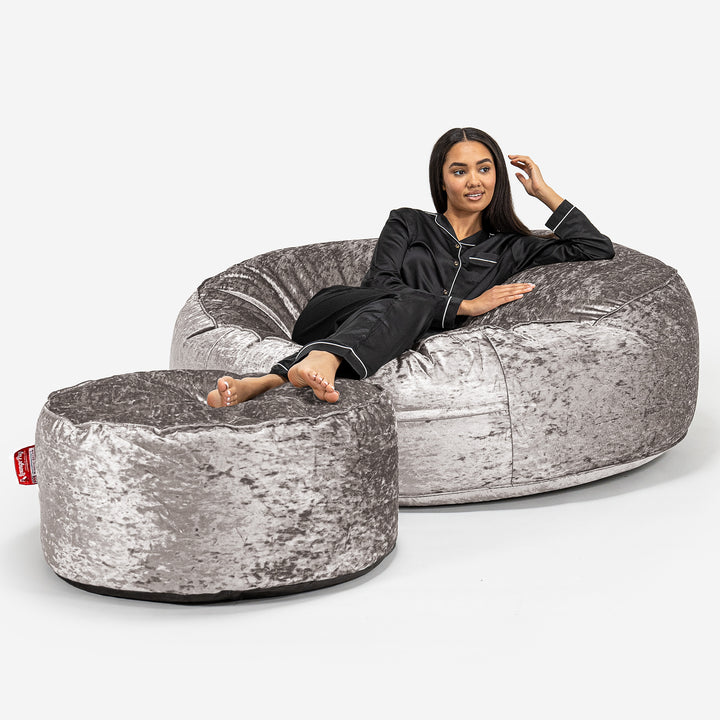 Pouf Fauteuil Design - Côtelé Gris Acier 3928