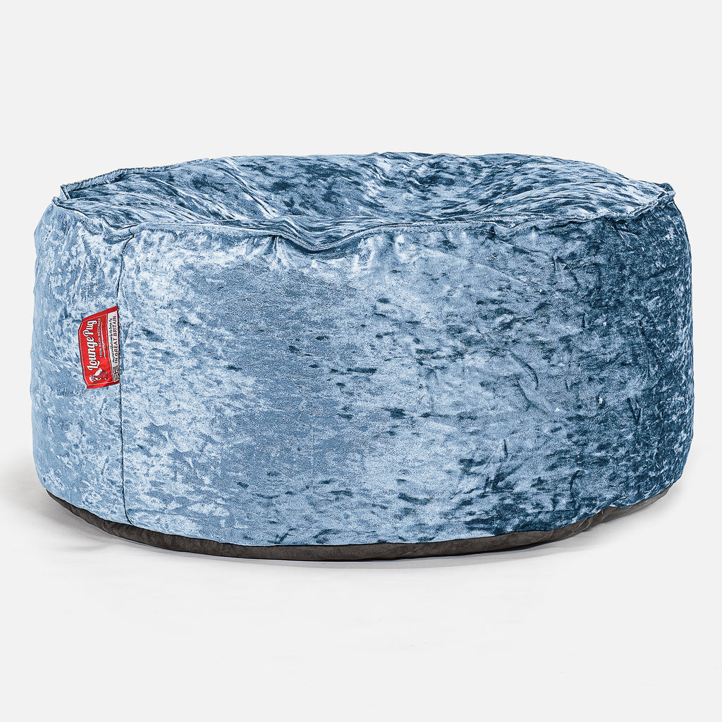 Pouf Design Rond - Vintage Velours Mer Égée 01