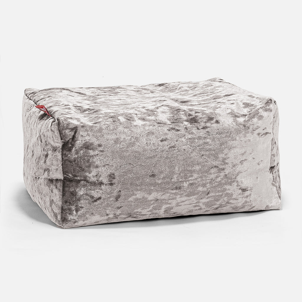 Pouf Repose Pied - Vintage Velours Argent 01