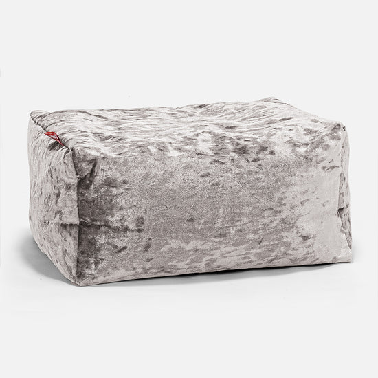 Pouf Repose Pied - Vintage Velours Argent 01