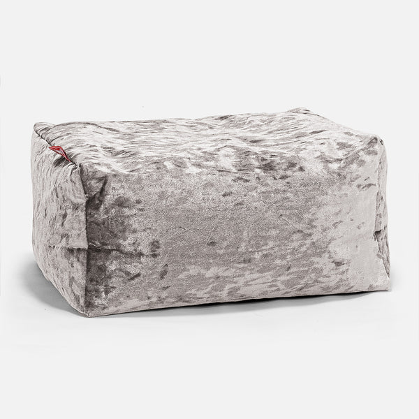 Pouf Repose Pied - Vintage Velours Argent 01
