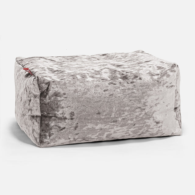 Pouf Repose Pied - Vintage Velours Argent 01